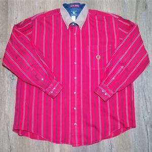 VTG Western Men's Shirt Texas Cotton SZ 16.5 Extra Long Tail Striped USA